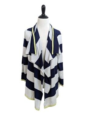 Summer & Sage Lightweight Blue & White Striped Drape Cardigan - Size Small Women